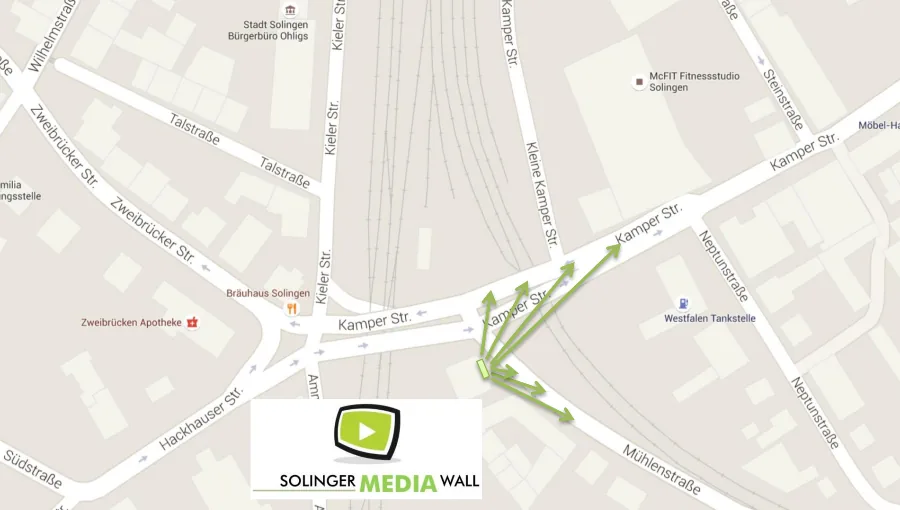 Lageplan Solinger MEDIA-Wall – Kamper Str. 5, Solingen